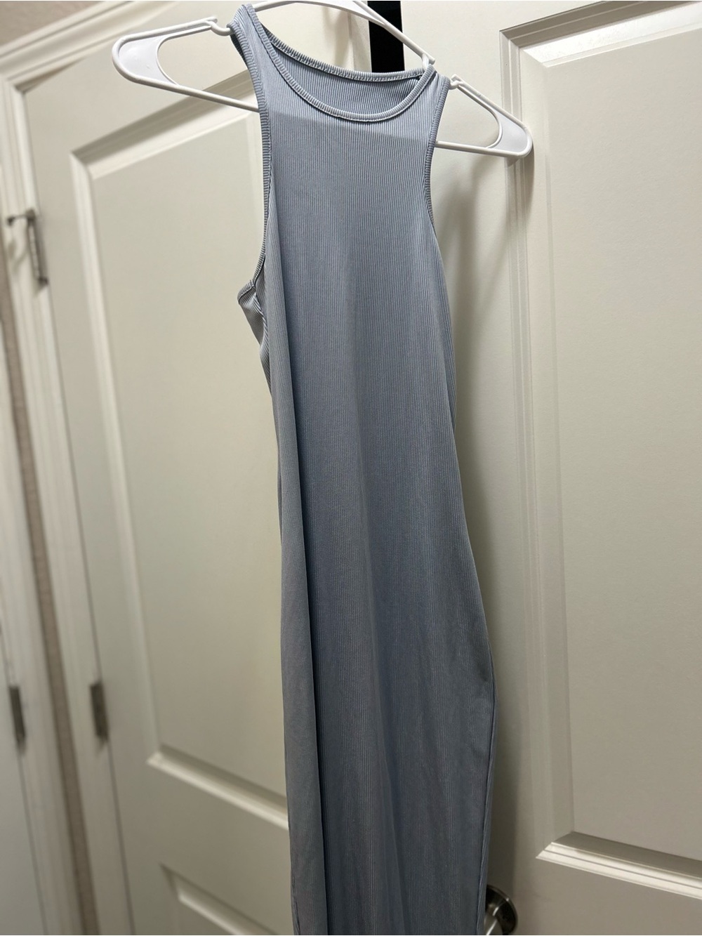 Sleeveless Ribbed Maxi Dress - Grey